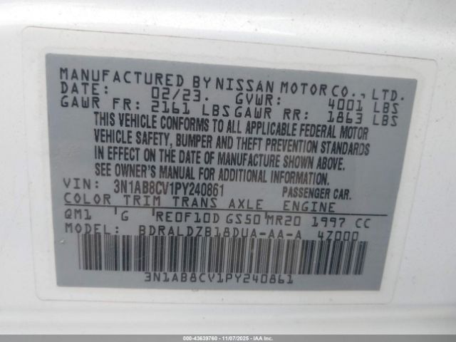 2023 NISSAN SENTRA 3N1AB8CV1PY240861 Photo 8