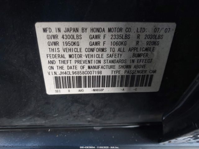 2008 ACURA TSX JH4CL96858C007198 Photo 8