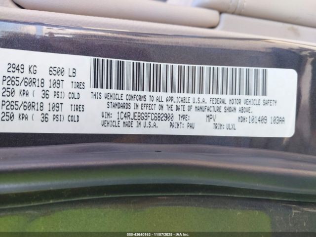 2015 JEEP GRAND CHEROKEE 1C4RJEBG9FC682900 Photo 8