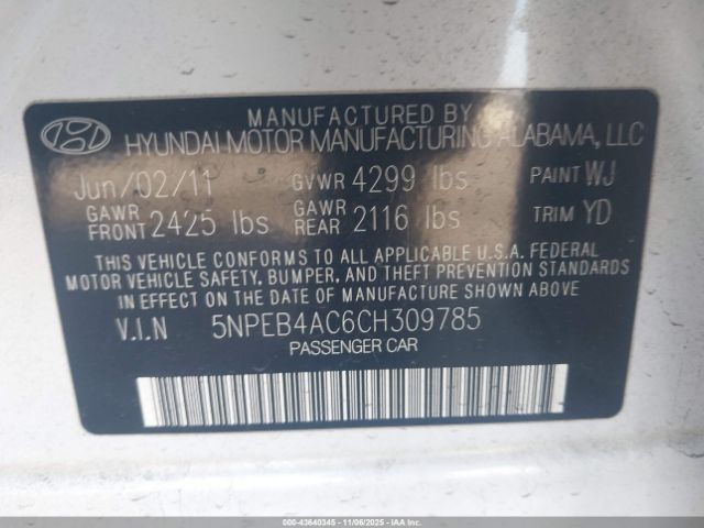 2012 HYUNDAI SONATA 5NPEB4AC6CH309785 Photo 8