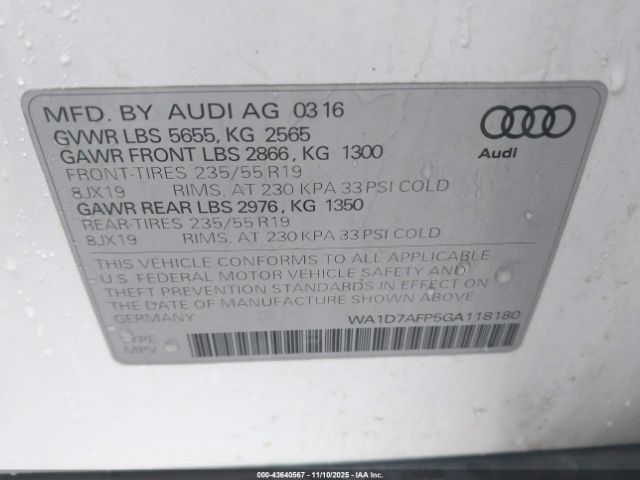 2016 AUDI Q5 WA1D7AFP5GA118180 Photo 8