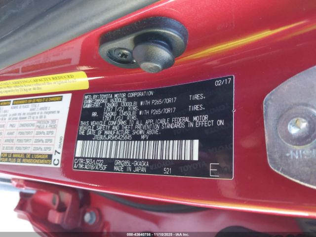 2017 TOYOTA 4RUNNER JTEBU5JR5H5425845 Photo 8