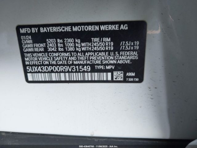 2024 BMW X3 5UX43DP00R9V31549 Photo 8
