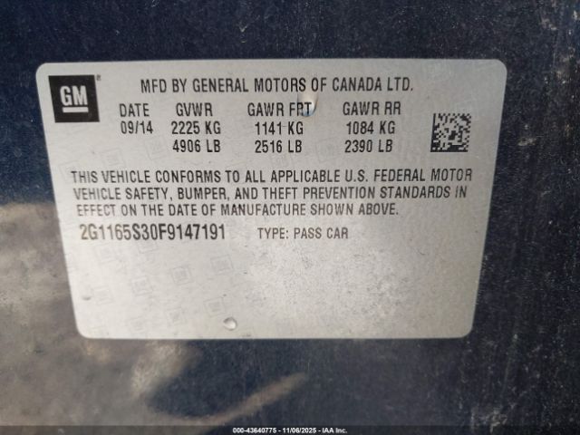 2015 CHEVROLET IMPALA 2G1165S30F9147191 Photo 8