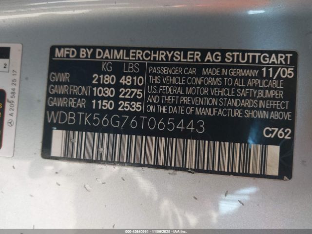 2006 MERCEDES-BENZ CLK 350 WDBTK56G76T065443 Photo 8