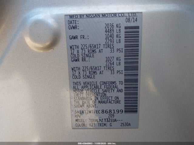 Nissan Rogue 2014 5N1AT2MT7EC868199 Image 9