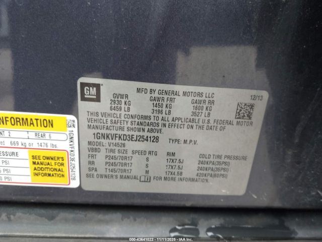 2014 CHEVROLET TRAVERSE 1GNKVFKD3EJ254128 Photo 8