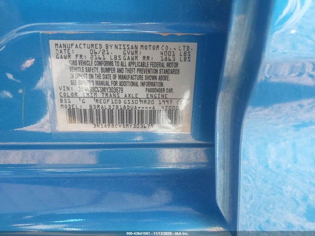 3N1AB8CV5MY303679 Nissan Sentra Sv Xtronic Cvt