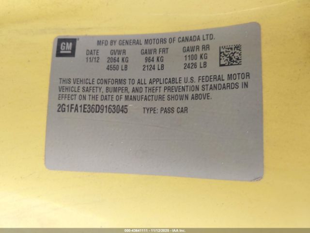 2013 CHEVROLET CAMARO 2G1FA1E36D9163045 Photo 8