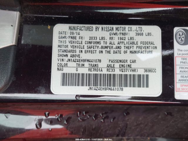 2015 NISSAN 370Z JN1AZ4EH9FM441078 Photo 8