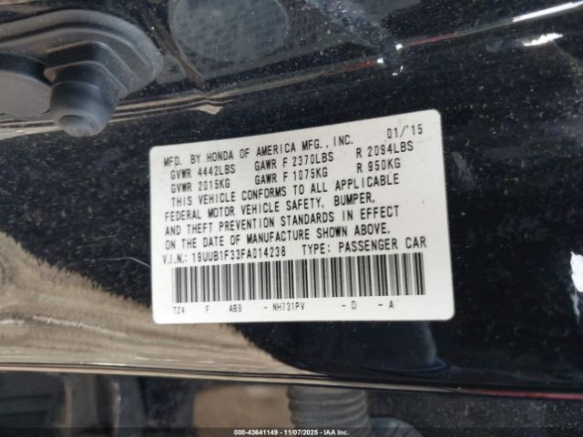 2015 ACURA TLX 19UUB1F33FA014238 Photo 8
