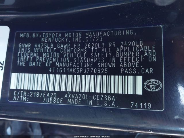 2023 TOYOTA CAMRY 4T1G11AK5PU770825 Photo 8