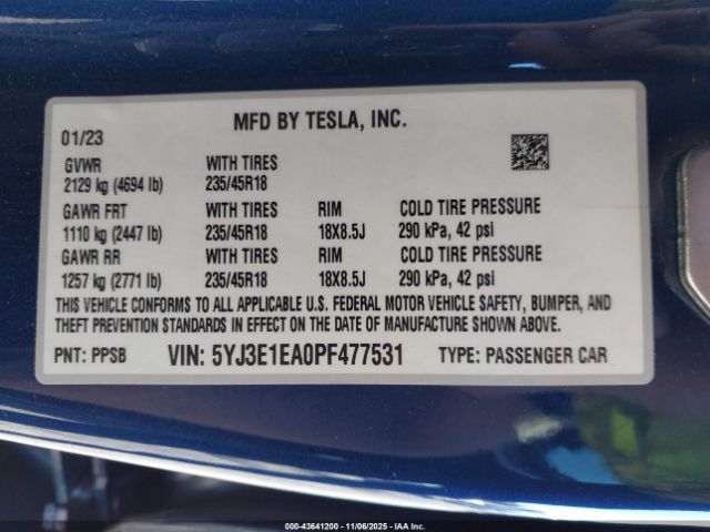 2023 TESLA MODEL 3 5YJ3E1EA0PF477531 Photo 8