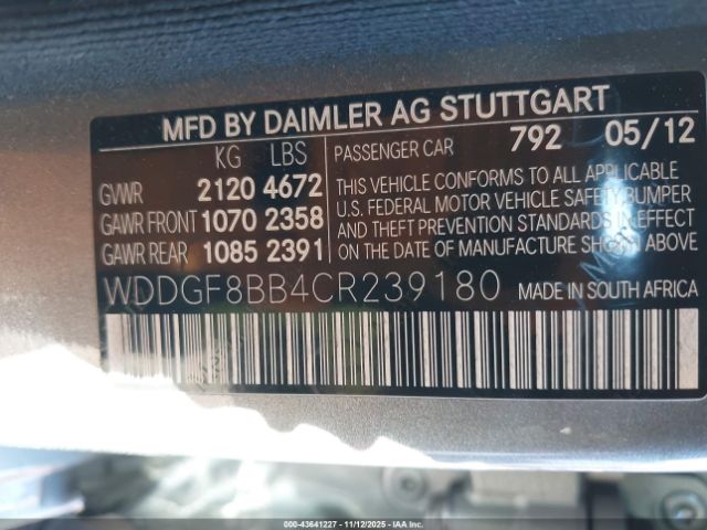 2012 MERCEDES-BENZ C 300 WDDGF8BB4CR239180 Photo 8