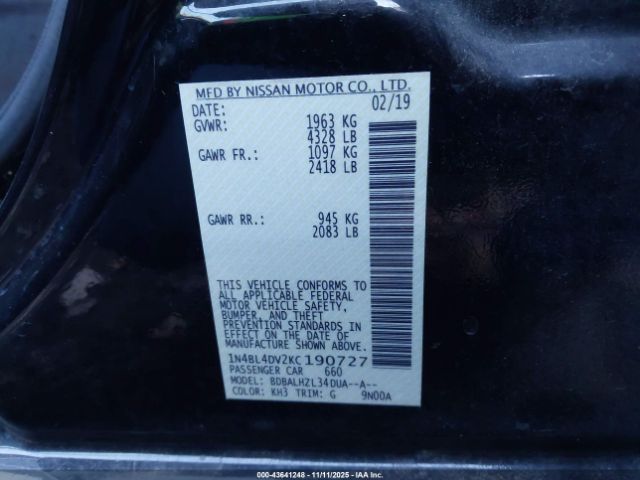 2019 NISSAN ALTIMA 1N4BL4DV2KC190727 Photo 8