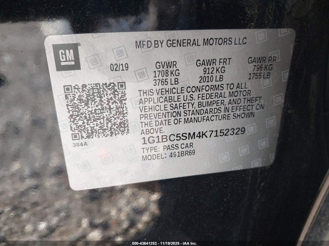 1G1BC5SM4K7152329 Chevrolet CRUZE LS