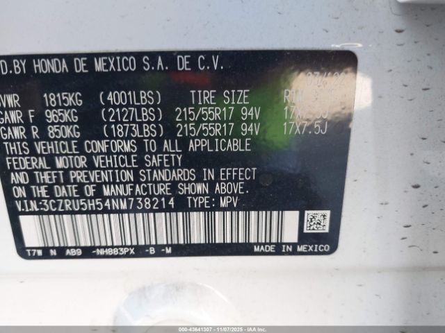 2022 HONDA HR-V 3CZRU5H54NM738214 Photo 8