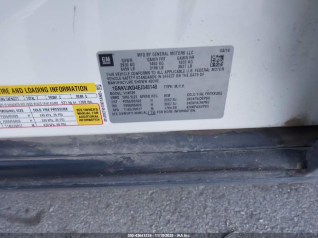 2014 CHEVROLET TRAVERSE 1GNKVJKD4EJ348148 Photo 8