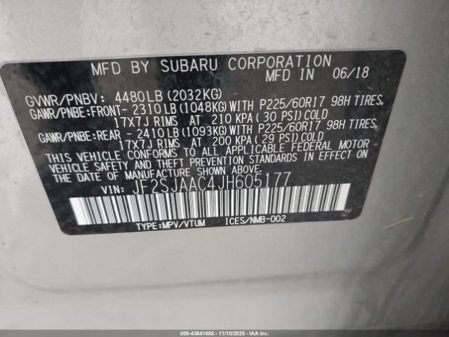 2018 SUBARU FORESTER JF2SJAAC4JH605177 Photo 8