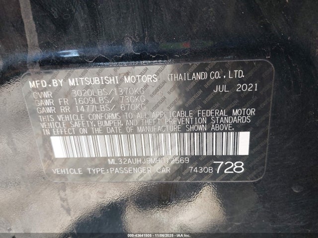 2021 MITSUBISHI MIRAGE ML32AUHJ9MH012569 Photo 8