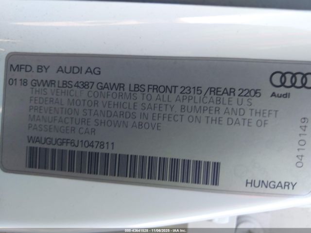 2018 AUDI A3 WAUGUGFF6J1047811 Photo 8