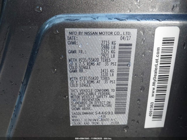 5N1DL0MM4HC544691 Infiniti QX60