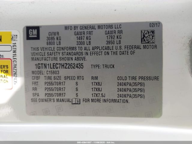 2017 GMC SIERRA 1500 1GTN1LEC7HZ262435 Photo 8