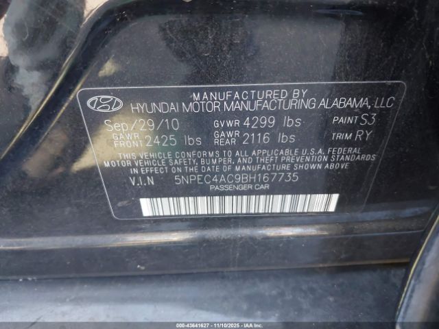 2011 HYUNDAI SONATA 5NPEC4AC9BH167735 Photo 8