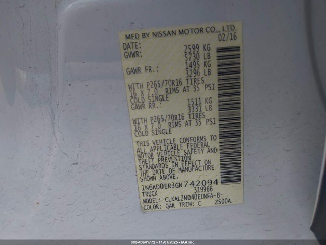 2016 NISSAN FRONTIER 1N6AD0ER3GN742094 Photo 8