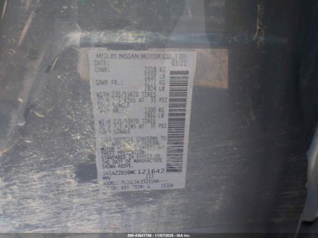 2021 NISSAN MURANO 5N1AZ2DJ6MC121642 Photo 8