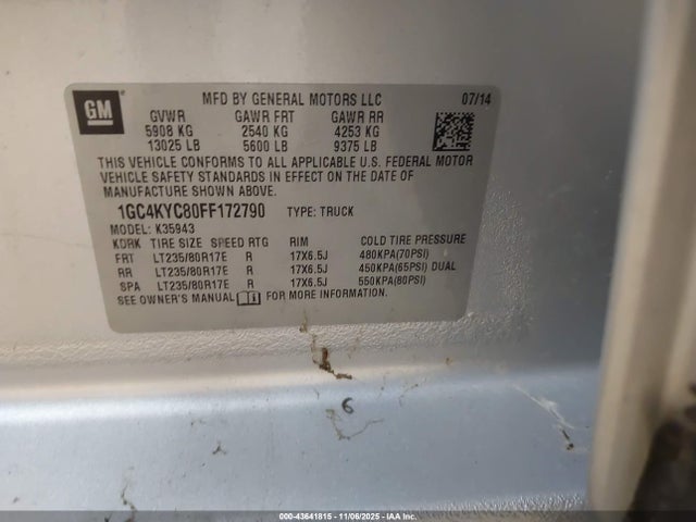 Продаж на аукціоні авто 2015 Chevrolet Silverado 3500hd Wt, vin: 1GC4KYC8OFF172790, номер лоту: 43641815
