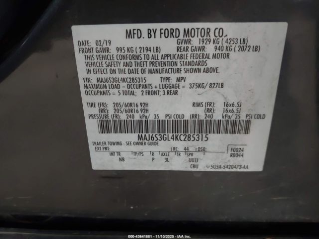 2019 FORD ECOSPORT MAJ6S3GL4KC285315 Photo 8