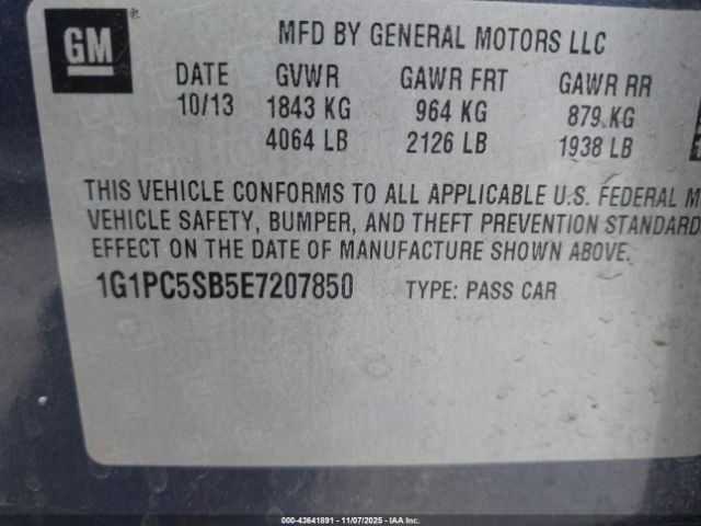 2014 CHEVROLET CRUZE 1G1PC5SB5E7207850 Photo 8