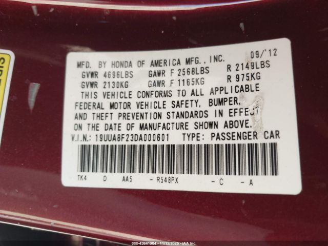 2013 ACURA TL 19UUA8F23DA000601 Photo 8