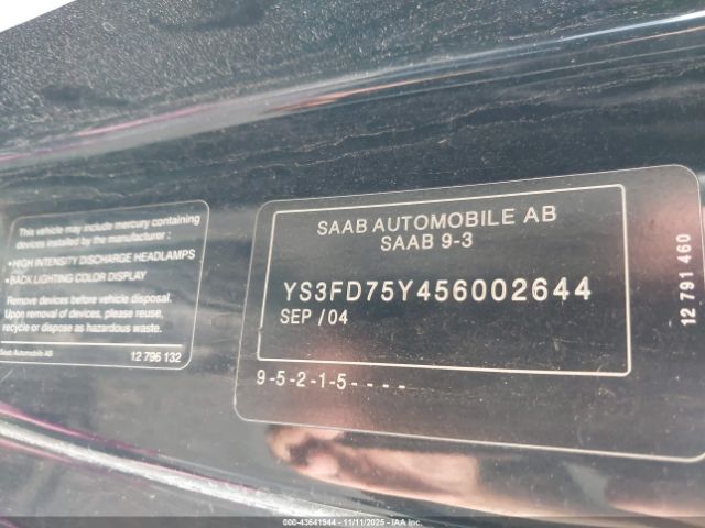 2005 SAAB 9-3 YS3FD75Y456002644 Photo 8