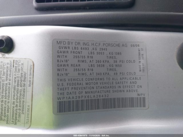2006 PORSCHE CAYENNE WP1AA29PX6LA26432 Photo 8