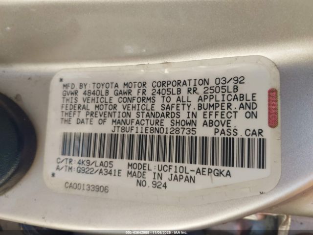 1992 LEXUS LS JT8UF11E8N0128735 Photo 8