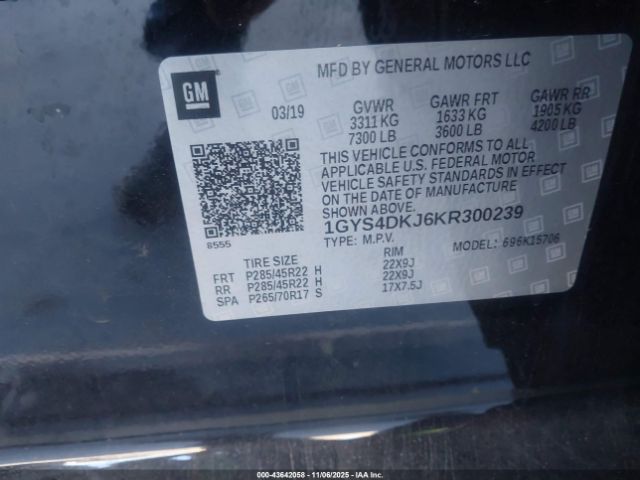 2019 CADILLAC ESCALADE 1GYS4DKJ6KR300239 Photo 8