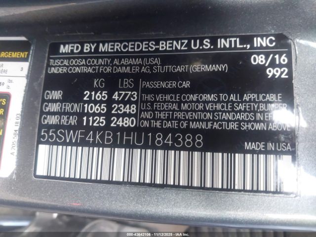 2017 MERCEDES-BENZ C 300 55SWF4KB1HU184388 Photo 8