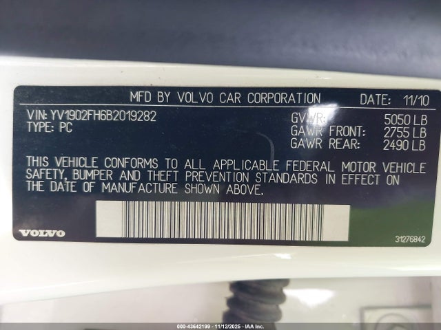 2011 VOLVO S60 YV1902FH6B2019282 Photo 8