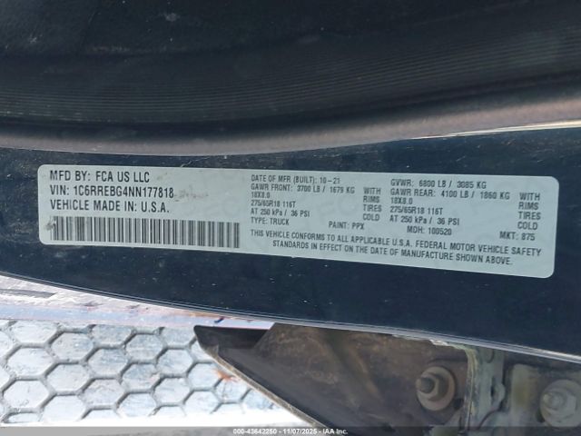 2022 RAM 1500 1C6RREBG4NN177818 Photo 8