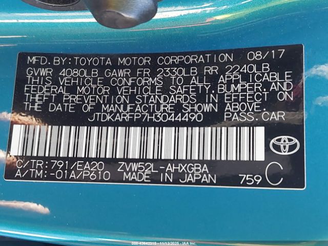 2017 TOYOTA PRIUS PRIME JTDKARFP7H3044490 Photo 8