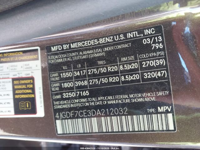 2013 MERCEDES-BENZ GL 450 4JGDF7CE3DA212032 Photo 8