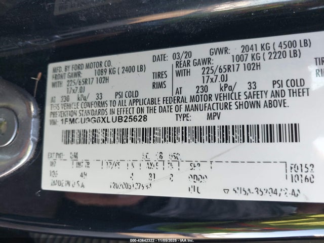 Ford Escape 2020 1FMCU9G6XLUB25628 Image 9
