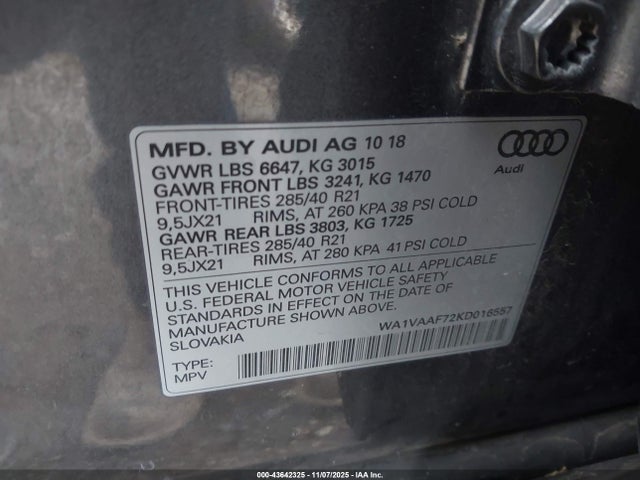 2019 AUDI Q7 WA1VAAF72KD016557 Photo 8