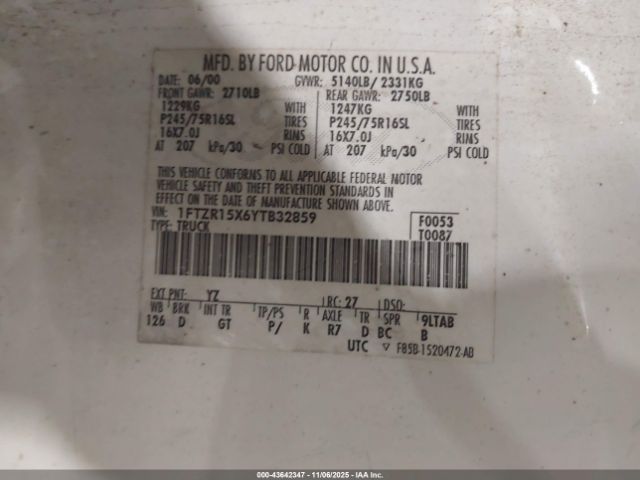 2000 FORD RANGER 1FTZR15X6YTB32859 Photo 8