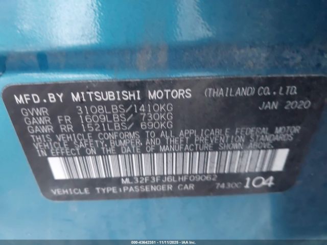 2020 MITSUBISHI MIRAGE G4 ML32F3FJ6LHF09062 Photo 8
