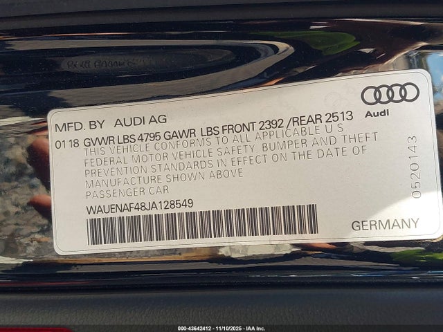 2018 AUDI A4 WAUENAF48JA128549 Photo 8