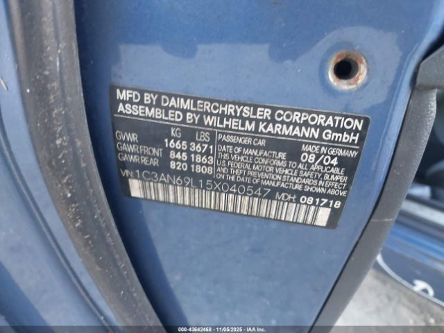 2005 CHRYSLER CROSSFIRE 1C3AN69L15X040547 Photo 8