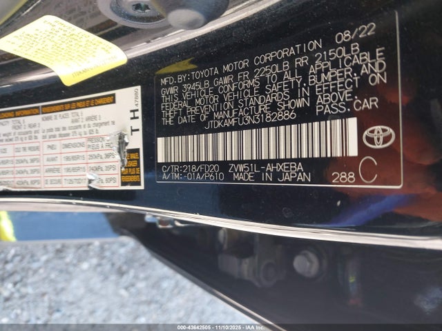 2022 TOYOTA PRIUS JTDKAMFU3N3182886 Photo 8